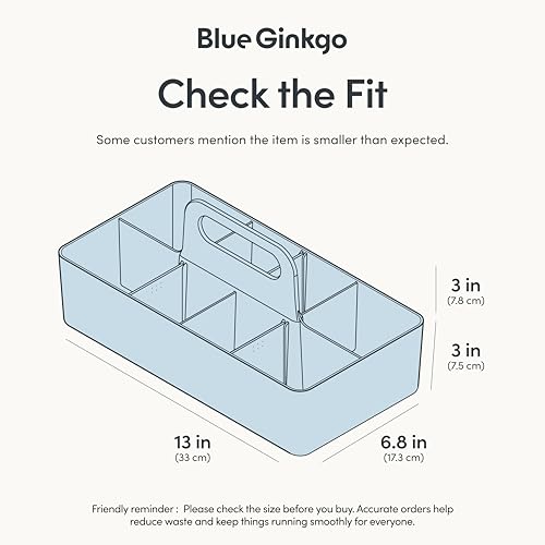 BLUE GINKGO Stackable Organizer Caddy – Korean-Made Portable Tote for Bathroom, Office, Crafts, or School Supplies (Long Rectangle, Blue) - color: BLUE, size: Long Rectangle