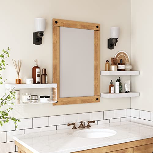 QEEIG Bathroom Shelves Over Toilet - Wall Mounted Floating Shelves Toilet Paper Storage Small Farmhouse Decor Shelf 16 inch Set of 3, White (019-W3) - color: B. White, size: 3pcs