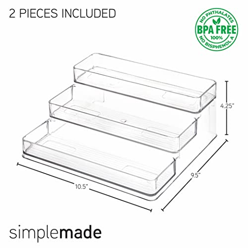SIMPLEMADE 3-Tier Spice Rack Organizer - Versatile Storage Shelf for Kitchen, Bathroom, Bedroom & Office, Set of 2, Clear - color: Clear, size: Set of 2