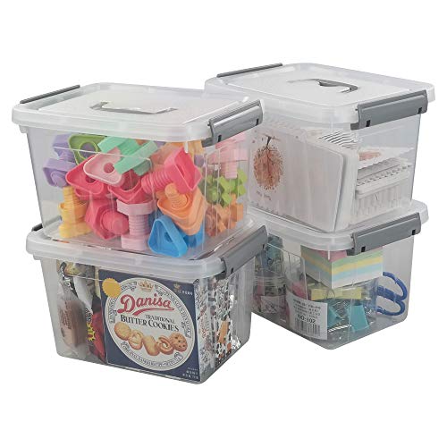 Jekiyo Clear Plastic Storage Bin, 6 Quart Latching Box Container with Lid, 4 Packs - size: 6 Quart