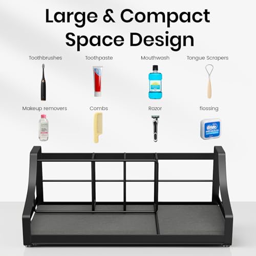 BOTEMY Toothbrush Holder with Instant Drying Stone - Bathroom Counter Organizer, Diatomite Electric Toothbrush Toothpaste Holders, Bathroom Sink Organizers and Storage,Black - size: X-Large