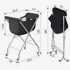 ELYKEN Laundry Cart with Wheels, 32”H Easy Rolling Laundry Hamper with Removable Liner Bag, Sturdy Metal Frame Clothes Basket with 4 Casters and 2 Brakes - color: Black, size: 23.2"L x 13"W x 32"H