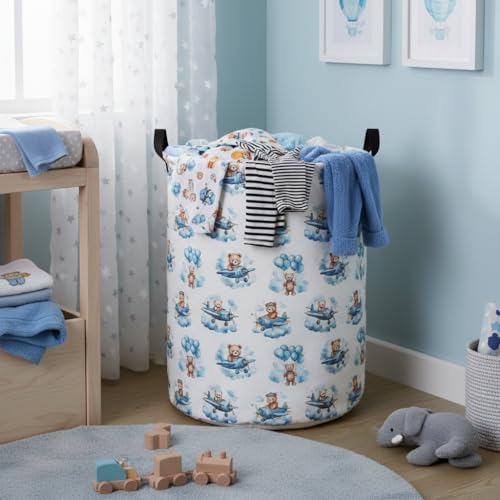 Baby Laundry Basket Baby Hamper for Nursery Girl Kids Butterfly Hamper Cute Kids Toys Storage Bin Organizer Butterfly Room Decor for Home(Bear Pilot) - color: Bear Pilot
