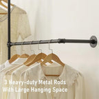 Industrial Pipe Clothing Rack Wall Garment Rack with Pipe Clothes Rails, Multi-Purpose Heavy Duty Clothing Hanging Rods Space-Saving Clothes Bar Organizer Closet (wall clothing rack-2 hanging rods) - style: wall clothing rack-2 hanging rods