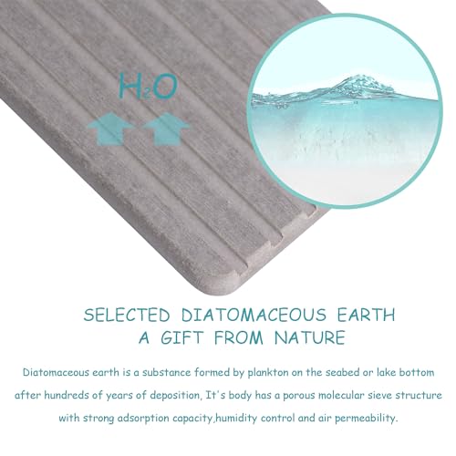 NiuYichee 2 PCS Water Absorbent diatomite Coasters, 8.3" x 4" Water Absorbing Stone Tray for Sink, Stone Drying mat for Kitchen Counter, Stone soap Tray Used for Hand Soaps & toiletries & Plants - color: Grey, size: 8.3 x 4 inches