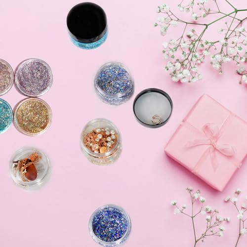 50 Pack 1 OZ Plastic Jars Round Clear Cosmetic Container Jar with White Lids, Eternal Moment Plastic Slime Jars for Lotion, Cream, Ointments, Makeup, Eye shadow, Rhinestone, Samples, Travel Storage - color: White Lid, size: 1 Ounce
