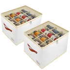 Patinao 2 Pack Shoe Storage Box Organizer for Closet - 24 Cell Space Saver Shoes Containers Bin with Clear Lids Stackable, Can Fit Ottoman, Foldable Shoe Rack Cabinet Cubby for Wardrobe - size: 2 Pack