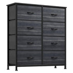 YITAHOME Dresser with 8 Drawers - Fabric Storage Tower, Organizer Unit for Bedroom, Hallway, Closets - Sturdy Steel Frame, Wooden Top & Easy Pull Fabric Bins - color: Black Grain Black Handle, style: 8-Drawer