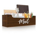 White Wooden Mail Organizer Countertop (Walnut + White) - color: Walnut + White