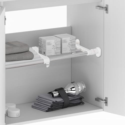 BAOYOUNI Tension Shelf Expandable Clothes Closet Organizer Rack Adjustable DIY Wardrobe Dividers Separator Ivory, 15.75-23.62 Inches - size: (15.75-23.62) IN