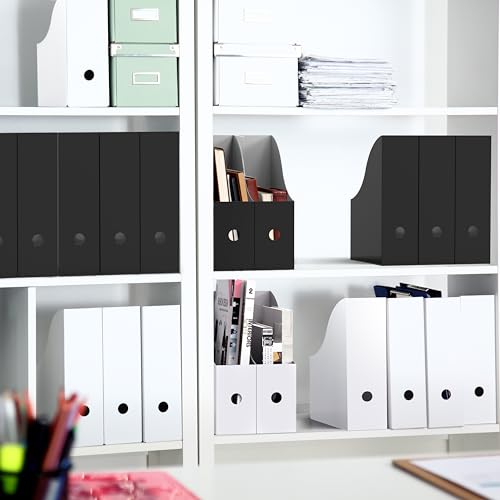 Simple Houseware 6-Pack Magazine File Holder Box, Foldable Cardboard Organizer, White - color: white, size: 6 Pack