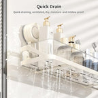 Suction Cup Shower Caddy, Removable Bathroom Organizer Shelf for Shower Storage, No Drilling Clear Square Shower Shelves, Large Capacity & Reusable, Home & Kitchen White - color: White