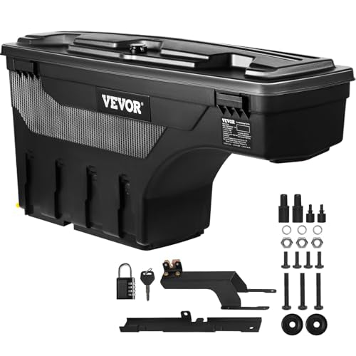 VEVOR Truck Bed Storage Box, Lockable with Password Padlock, 6.6 Gal/25 L ABS Wheel Well Tool Box, Waterproof and Durable, Compatible with Ford F-150 2015-2021, Drivers Side (Left) - size: Driver Side, style: F150
