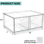 Prsildan Stackable Clear Makeup Organizer Acrylic Storage Drawers with 2 Drawers for Vanity Bathroom Office Desk Modular Drawer System for Cosmetics Jewelry Toiletries Home Organization - style: Style2-2Drawers