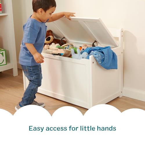 Melissa & Doug Toy Chest, Wooden Toy Storage Box with Safety-Hinged Lid, Kids Toys Storage Organizer for Playroom, Bedroom, & Montessori Classroom Furniture for Boys & Girls Ages 3+ - color: White