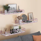 Amaoot Floating Shelves Set of 3, Home Wood Wall Shelf, Farmhouse Shelf for Bedroom, Wall Mounted Floating Shelf for Living Room, Bedroom, Bathroom, Kitchen, Office (Pink) - color: Pink