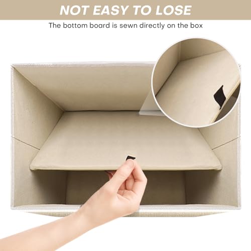 Bagnizer Large 42 Quarts Fabric Storage Bins with Lids [2-Pack] Linen Collapsible Foldable Baskets, Closet Organizer Containers boxes with Handles for Home Office (16.7 x 12 x 12, Beige & White) - color: Beige & White, size: Large - 2 Pack