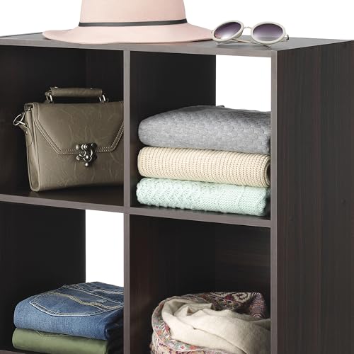 Whitmor 6 Cube Storage Organizer, 3 Tier Stackable Mdf Wood Bookcase, Open Storage Display Bookshelf, Storage Cabinet for Living Room, Bedroom, Home, Office, 23.7"L x 11.7"W x 35.2"H, Espresso - color: Espresso, size: 6 Cube Stackable