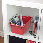 Storex Small Cubby Bins, Pack of 5, 12.2 x 7.8 x 5.1 Inches, Red (62415U05C) - color: Red, style: Bin Only