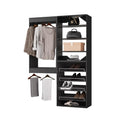 ROOMTEC Modular Closet System, 46" Wall Mounted Closet Organizer with Hanging Rods and Shoe Shelf, Wooden Tower for Walk-In Closets, Wardrobe Storage Kit, Black - size: 46" Wide, style: Model 15