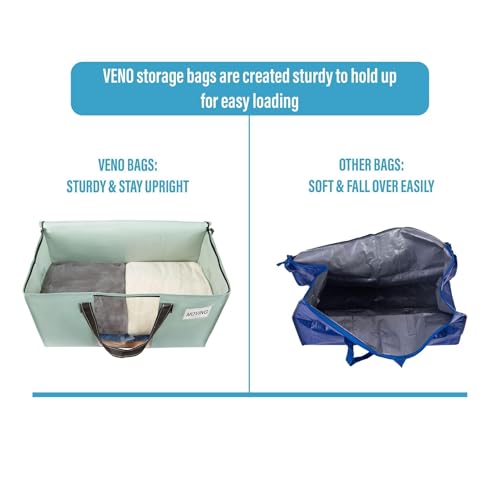 VENO 2 Pack Heavy Duty Moving Bags, Clothes and Comforter Storage Bags with Clear Window, College Dorm Essentials Packing Supplies, Foldable Boxes Alternative (Light Green Matte, 2 Pack) - color: Light Green Matte, size: 2 Pack