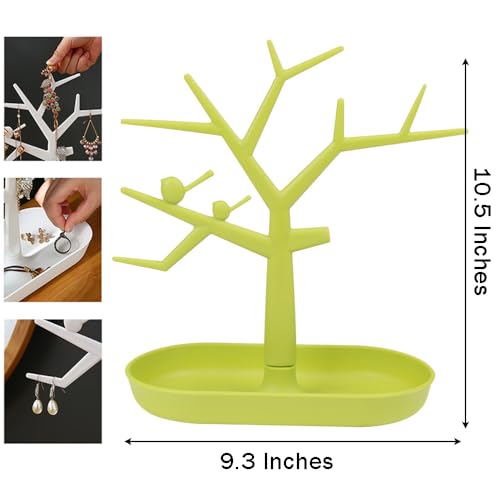 OULIGET Tabletop Key Holder Stand Tree Key Rack,Stand Jewelry Display Necklace Ring Earring Holder Rack,Jewelry Organizer Tray Home Decor for Home Entryway (Green) - color: Green