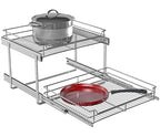 JOWBOOW 2-Tier Cabinet Pull Out Shelves (20" W x 22" D), Slide Out Shelves for Kitchen Cabinets, Metal Pots and Pans Organizer for Under Cabinet - size: 20 x 22 Inch