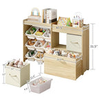 EXPERLAM Toy Storage Organizer for Kids, 9-Bin Toy Organizer with 2-Drawers, Movable Toy Chest and Top Rack, Multifunctional Kids Bookshelf and Toy Storage for Playroom, Bedroom, Nursery, White - style: White Bins