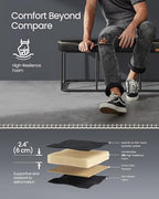 VASAGLE EKHO Collection - Storage Bench for Entryway, Ottoman Bench with Steel Frame, 43.3-Inch Wide, Synthetic Leather, Living Room, Mid-Century Modern, Loads 660 lb, Ink Black ULOM085B01 - color: Ink Black, style: Steel Frame Bench
