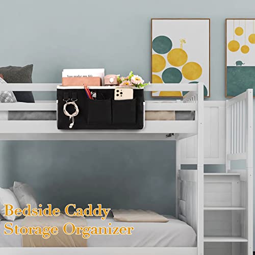 Bedside Storage Caddy/Bedside Hanging Storage Bag for Headboards Bunk Beds Dorm Rooms Book Phone Magazine Holder (2PC Black) - color: 2PC Black