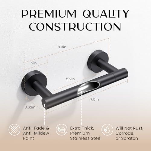 Day Moon™ - Toilet Paper Holder - Modern Roll Holder for Bathroom - 2 Pack - Wall Mount, Black - color: Matte Black, size: Classic 2 Pack