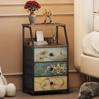 Tohomeor Dresser with Fabric Drawers Nightstand with 2 Tier Shelf Storage Tower for Bedroom Hallway Entryway Closet Organizer Sofa Beside Table Furniture (Multi, 3 Drawers) - size: 15.7"D x 11.8"W x 26.9"H (3 Drawers)