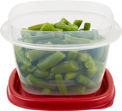Rubber maid Food Storage Containers Two Cup Food Storage Containers 7 Piece Set, Easy Find Lids, 3 Containers, 3 Lids Chalk Pen And Chalk Labels - color: Red, size: 2 Cup Pack of 3