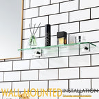 KOKOSIRI Bathroom Shelves Wall Mount 20-Inch Floating Glass Shelf Kitchen Hanging Rack Shower Storage, 2 Pack Polished Stainless Steel B1107CH-L20-P2 - color: Polished Chrome, size: 20-Inch(2 Pack)