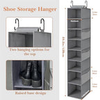 VERONLY Hanging Shoe Organizer for Closet,8-Shelf Hanging Storage with Side Mesh Pockets,Wider Shelves for Baseball Caps,Clothes (9" W × 11.8" D × 54" H) Grey - style: Gray Bamboo Hanging