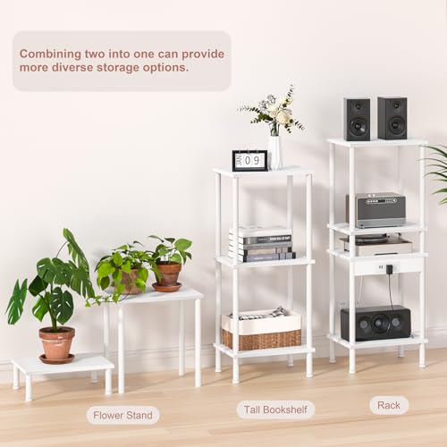 YUFAM End Table,Small Side Table,2-Tier Nightstand with Storage Shelf,Sofa Bedside Table for Small Spaces in Living Room,Bedroom, Office,Stable Frame,Easy Assembly,White - color: White, style: 2pcs No Plug