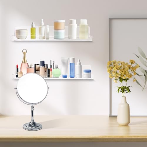 Dezzer 4 Pack Acrylic Shelves for Wall, 15" Clear Acrylic Floating Shelves for Bathroom Bedroom, Invisible Bookshelf Wall Ledge Storage Shelf Books Perfume Toys Action Figure Display Shelves - style: 15 inch 4-pack