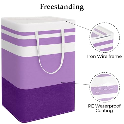 StorageRight Large Collapsible Laundry Basket Hamper with Easy Carry Handles，Freestanding Clothes Hampers for Laundry, Bedroom, Dorm, Towels, Toys, 75L, Purple - color: Purple, size: 75L