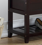 Roundhill Furniture Rouen Espresso Seating Bench with Shoe Storage, - color: Espresso Fabric