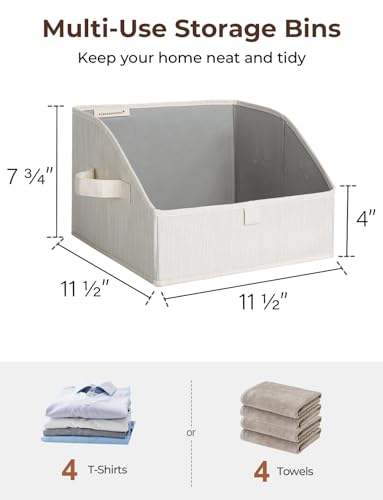 StorageWorks Closet Baskets for Shelves, Trapezoid Storage Bins, Closet Organizers and Storage, Clothes Organizing Bins, Small, 3-Pack, Mixing of Beige, White & Ivory - color: Mixing of Beige, White & Ivory, size: Small
