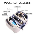 BOYATU Travel Makeup Bag for Women: Cosmetic Organizer Bag with Compartments - Leather Make up Bags Set of 3 (G-2-White) - color: G-2-White