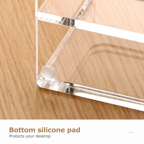 SANRUI Acrylic Mail Organizer, 5 Compartments File Holder for Desk, Letter Sorter with Pen Holder, Clear Countertop Document Sorter for Notebooks, Bills & Eyeshadow Palettes - style: 5 Sections with Pen Holder