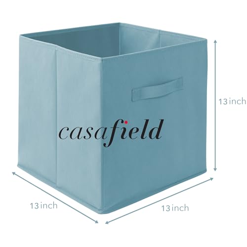 Casafield Set of 6 Collapsible Fabric Cube Storage Bins, Baby Blue - 13" Foldable Cloth Baskets for Shelves, Cubby Organizers & More - color: Baby Blue, size: 13" x 13" x 13"