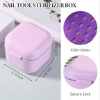 SUTOKAKA 1Pc Plastic Nail Tool Sterilizer Box Nail Drill Bits Cleaning Box Polishing Tools Soaking Tray Manicure Pedicure Storage Container Case - Purple (Purple, 3.15“x3.15“x2.75“) - color: Purple
