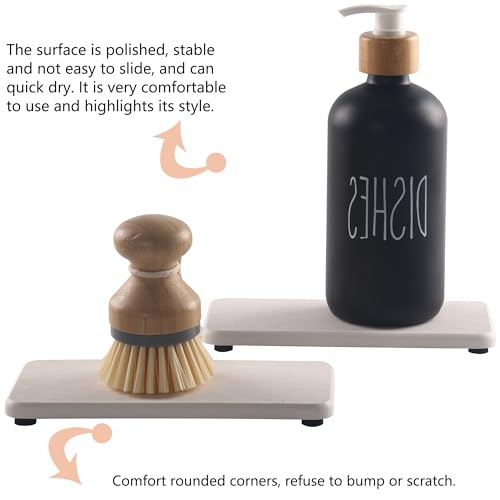 NiuYichee 2 Pcs Water Absorbing Stone Trays, Kitchen/Bathroom Sink Soap Dish, Diatomite Tray Used for Hand Soap & Cosmetic Bottles in The Modern Home, 3.5" W x 7.1" L, White - color: White, size: 7.1" x 3.54"