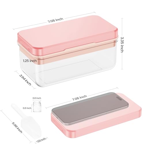Ice Cube Tray with Lid and Bin, 28 pcs Ice Cubes Molds, Ice Trays for Freezer, Ice Cube Tray Mold, with 1 tray, Ice Freezer Container, Spill-Resistant Removable Lid & Ice Scoop, for Whiskey,Cocktail - color: Pink, size: 0.8"-1tier