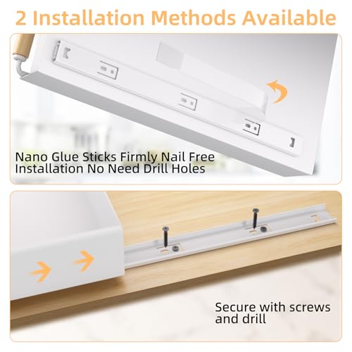 Pull Out Cabinet Organizer, 15.3'' Deep Expandable Slide Out Cabinet Organizer Fixed with Adhesive Nano Film, Slide Out Drawers Pull Out Tray for Cabinet in Kitchen, Pantry, Bathroom, White - color: White