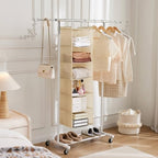 MAX Houser 6 Tier Shelf Hanging Closet Organizer, Closet Hanging Shelf with 2 Sturdy Hooks for Storage,2 Pack, Foldable (Yellow) - color: Beige-2