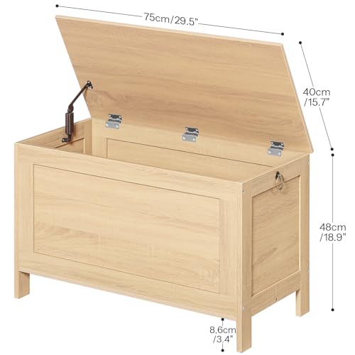 HOOBRO Toy Box, Retro Wooden Look Storage Chest with Safety Hinge, Entryway Storage Bench Supports 220 lb, 29.9 x 15.7 x 18.9 Inches Toy Chest Organizer, Easy Assembly (Natural) NL75CW01G2 - color: Natural, size: 29.9x15.7x18.9 Inch
