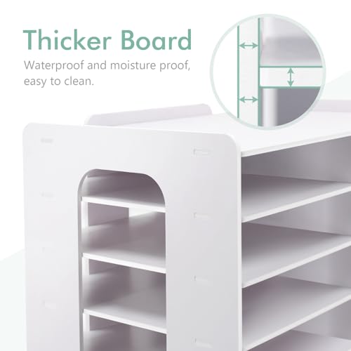 SONGWAY Desktop Mail Sorter Organizer - Small File Organizer for Desk, Desk Bills Storage, 12 Slots Ink Pad and Stamp Pad Storage Rack - size: 7-tier&12-slots
